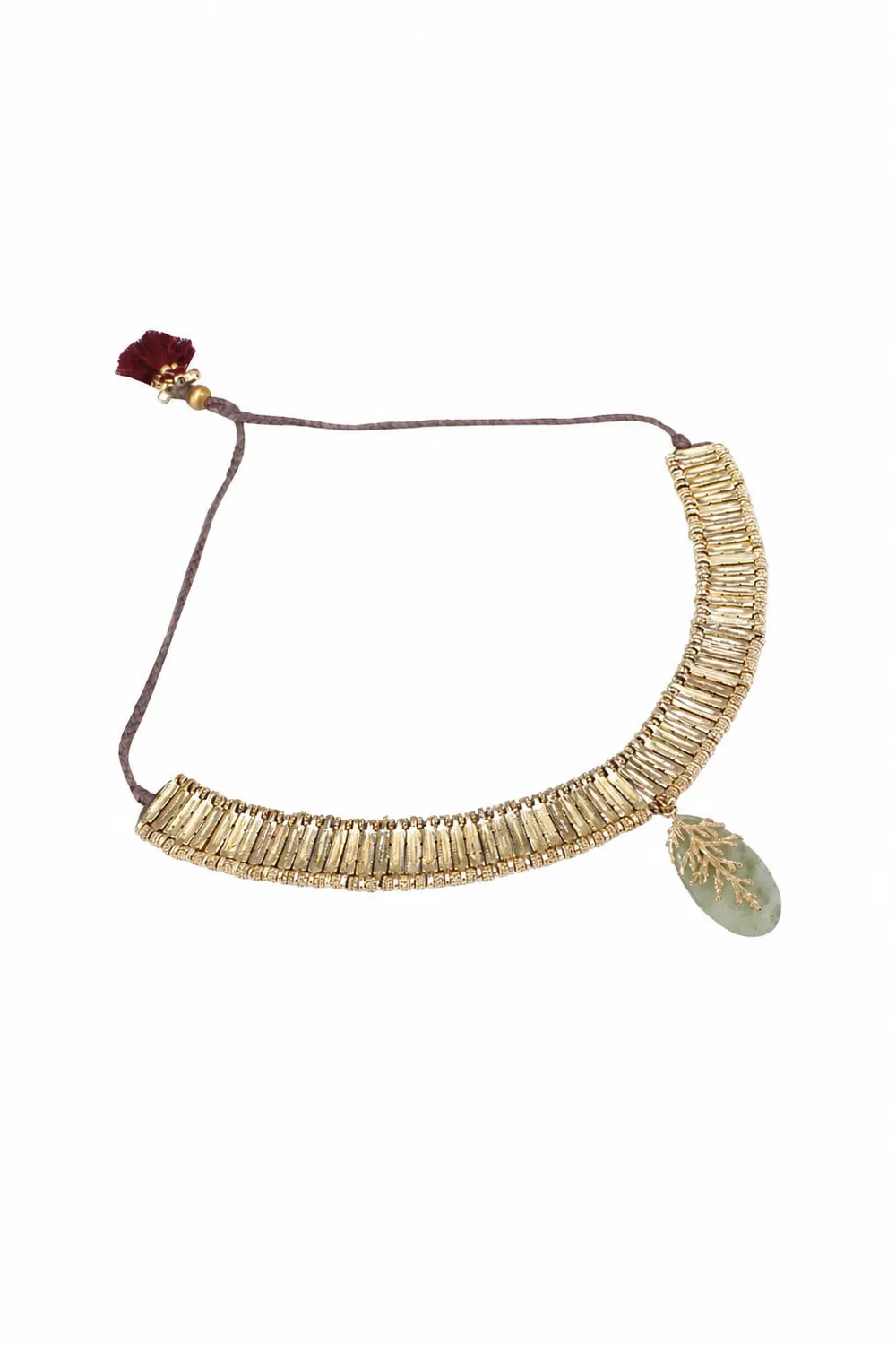 House of Tuhina Leaf Stone Qabeela choker grigio argento