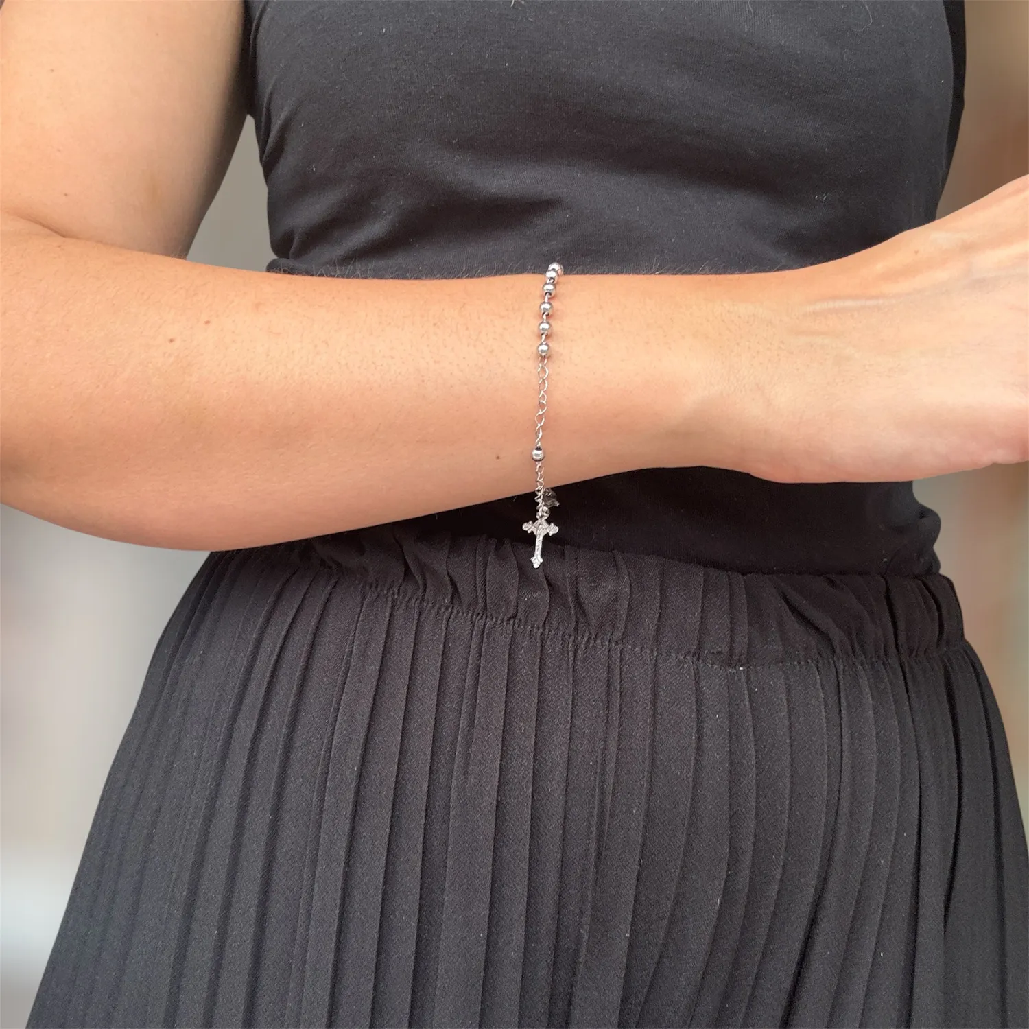 Ornamenta Rosario bracciale argento 925 grani 4mm 20cm
