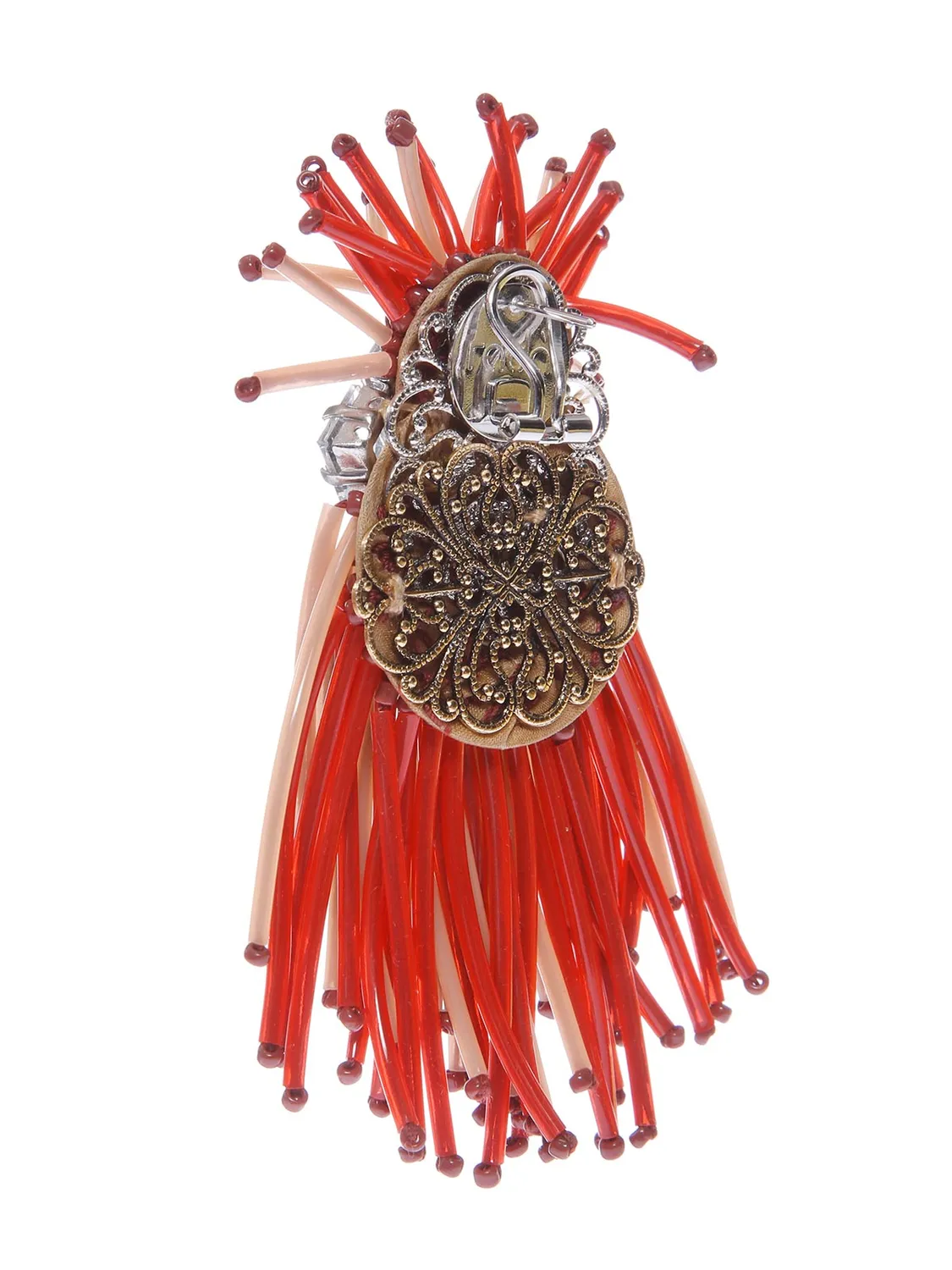 Rada Orecchini Frange Scoubidou rosso salmone clip