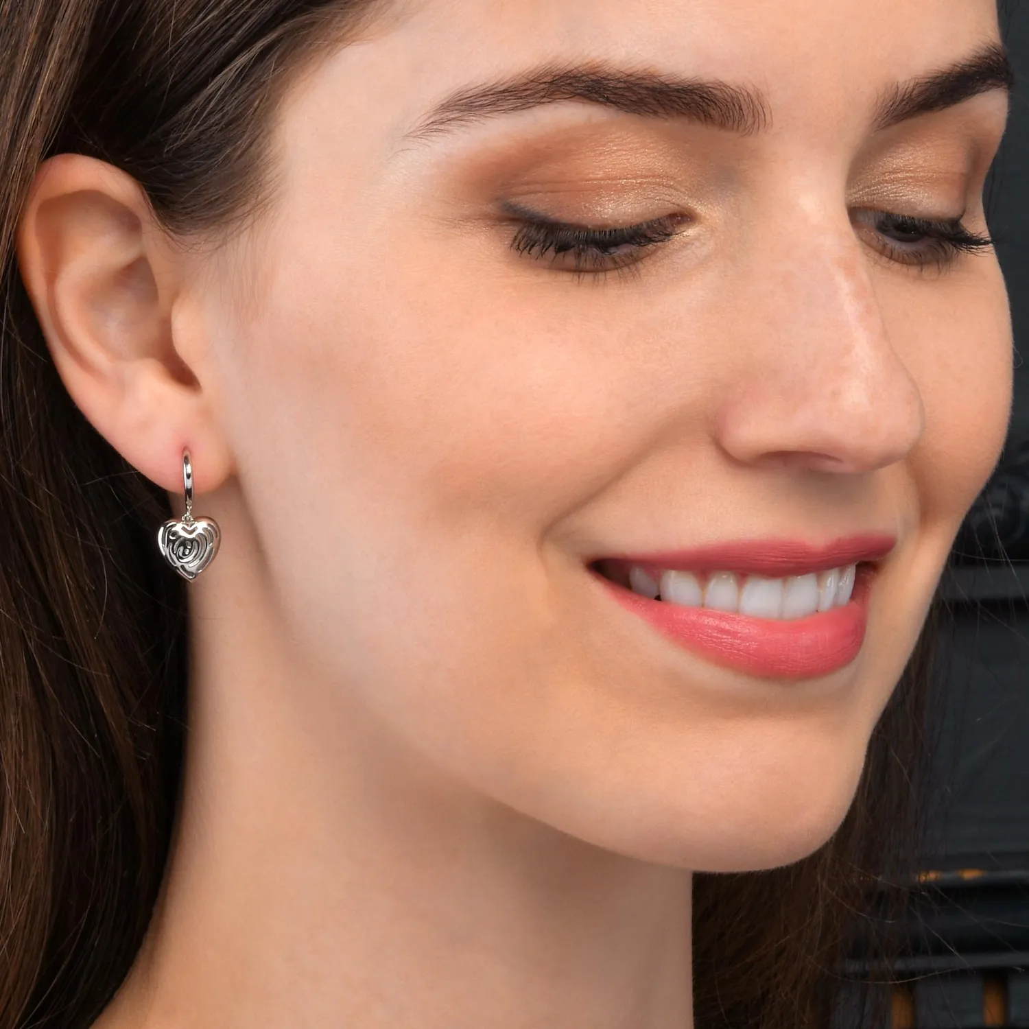 Diamond Treats Orecchini Cuore Pendenti Argento 925 Gancio