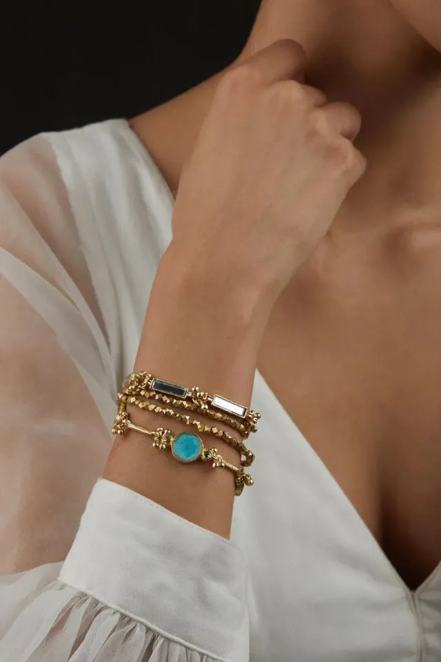 House of Tuhina Mirror Enamel bracciale oro smaltato