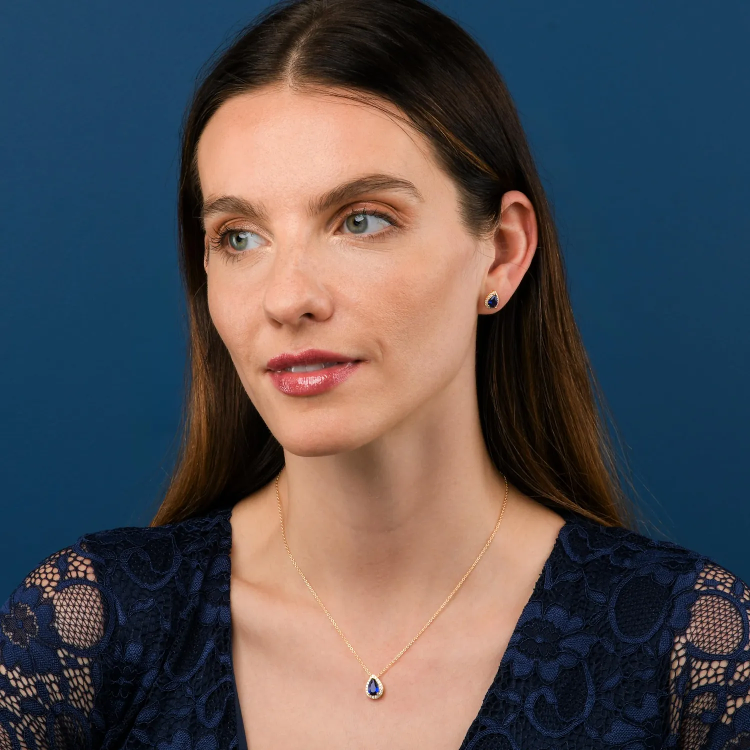 Diamond Treats Orecchini Pera Argento Blu-Oro Zirconi