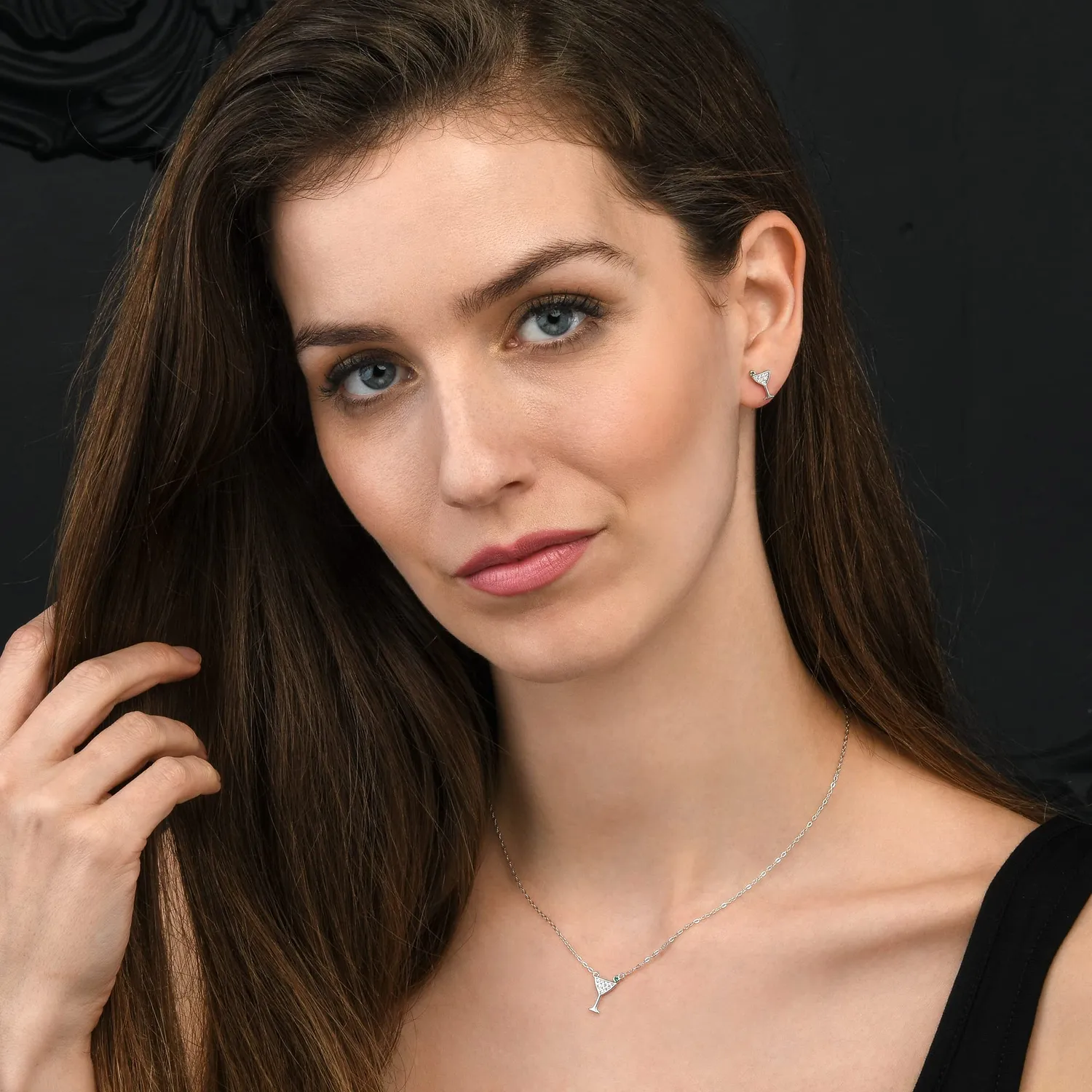 Diamond Treats Orecchini Cocktail Martini Argento Zirconi