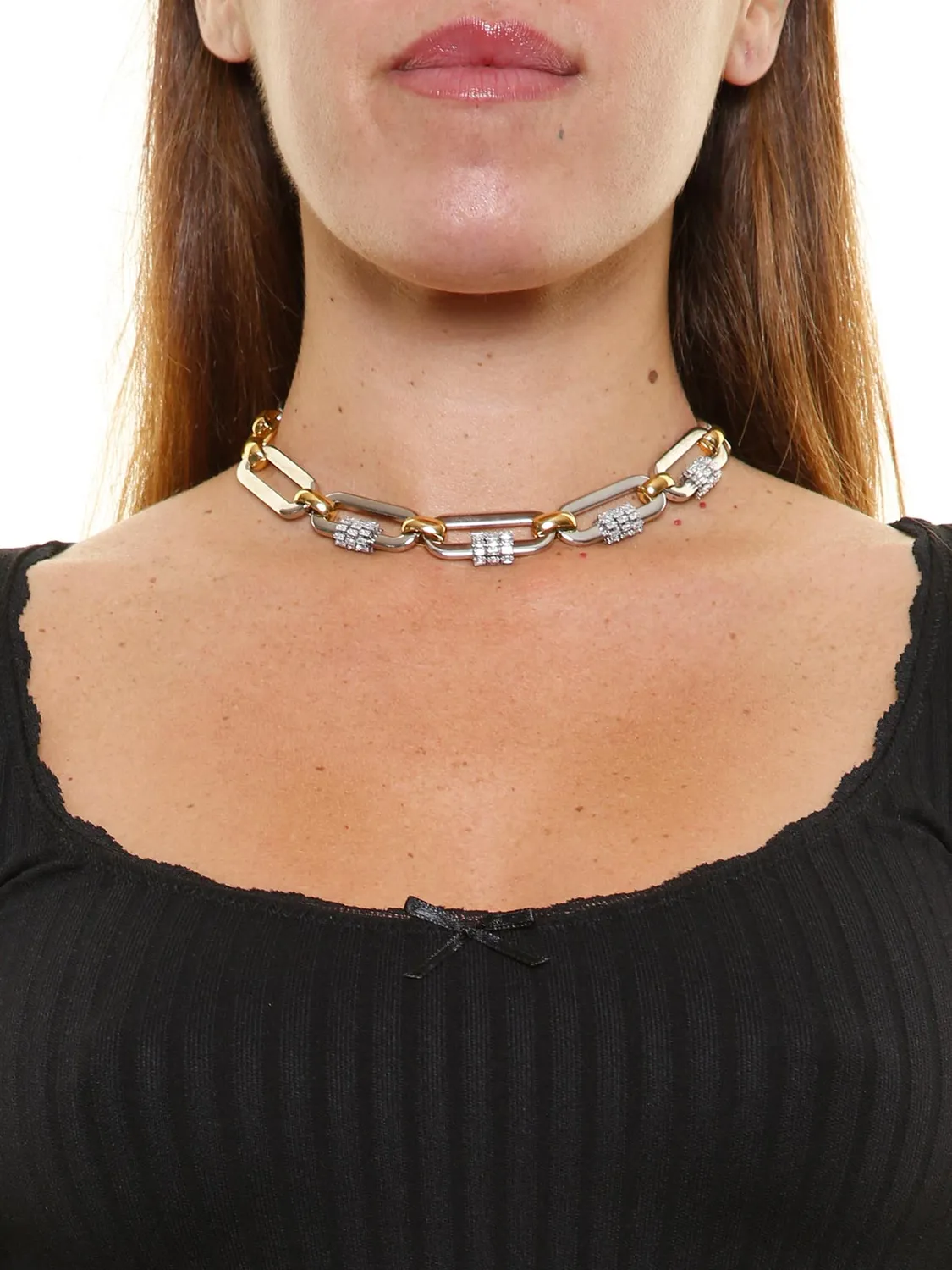Rada Choker Catene e Giri di Baguettes Collana Mix Metalli
