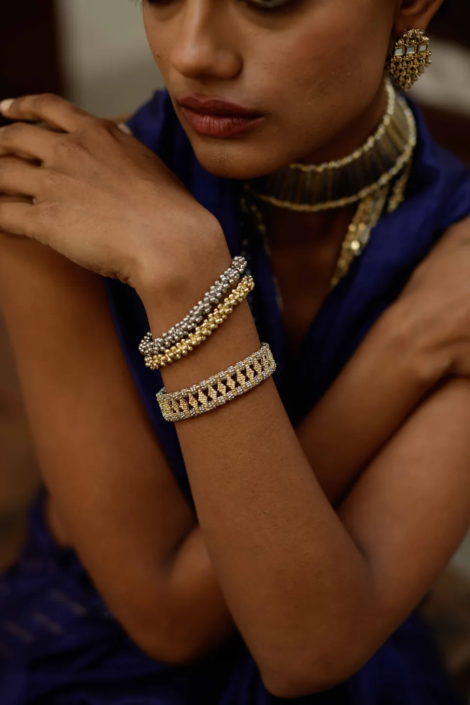 House of Tuhina Hema Double Wrap bracciale doppio giro oro