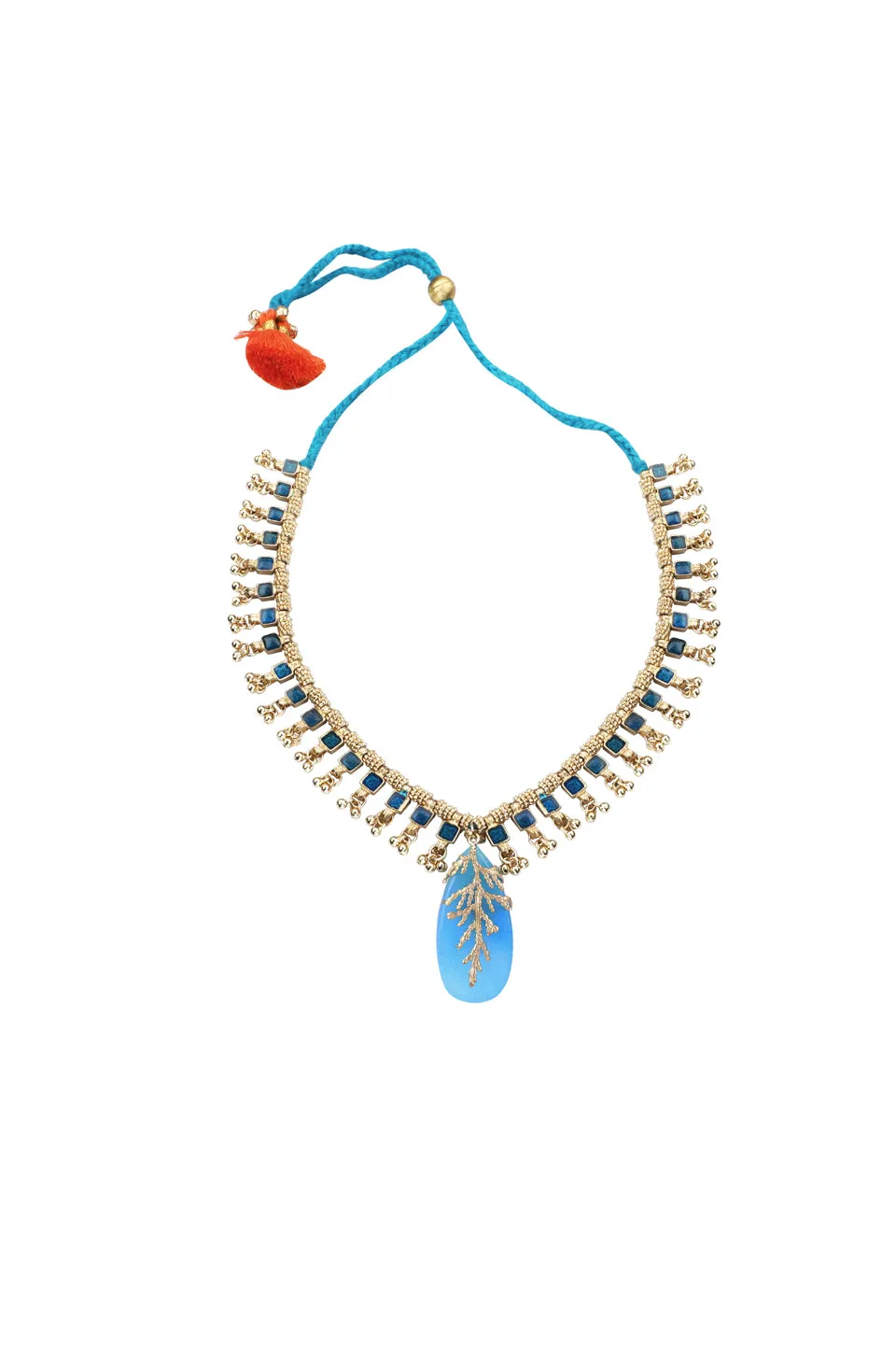 House of Tuhina Falak Leaf Stone choker grigio smalto