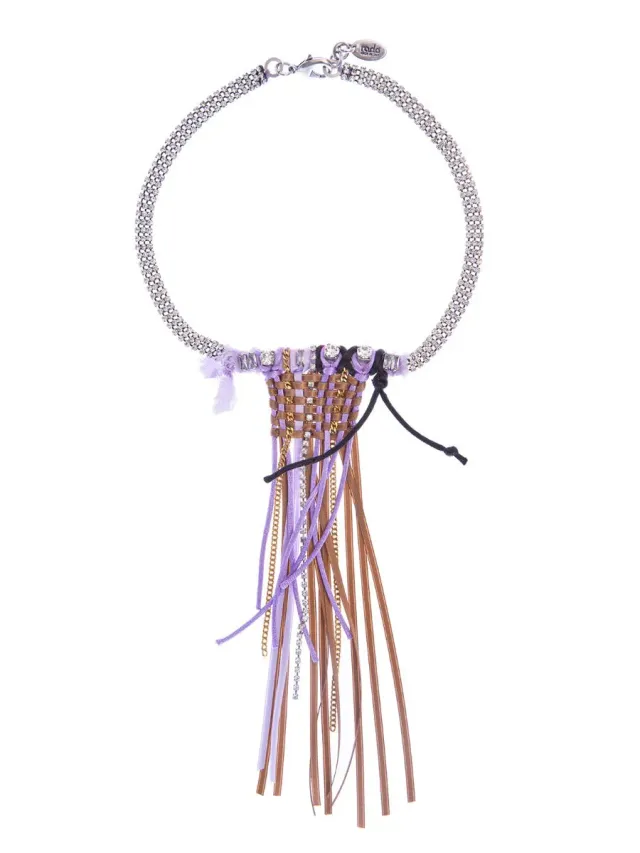 Rada Nastri Frangia collana salmone tre file strass