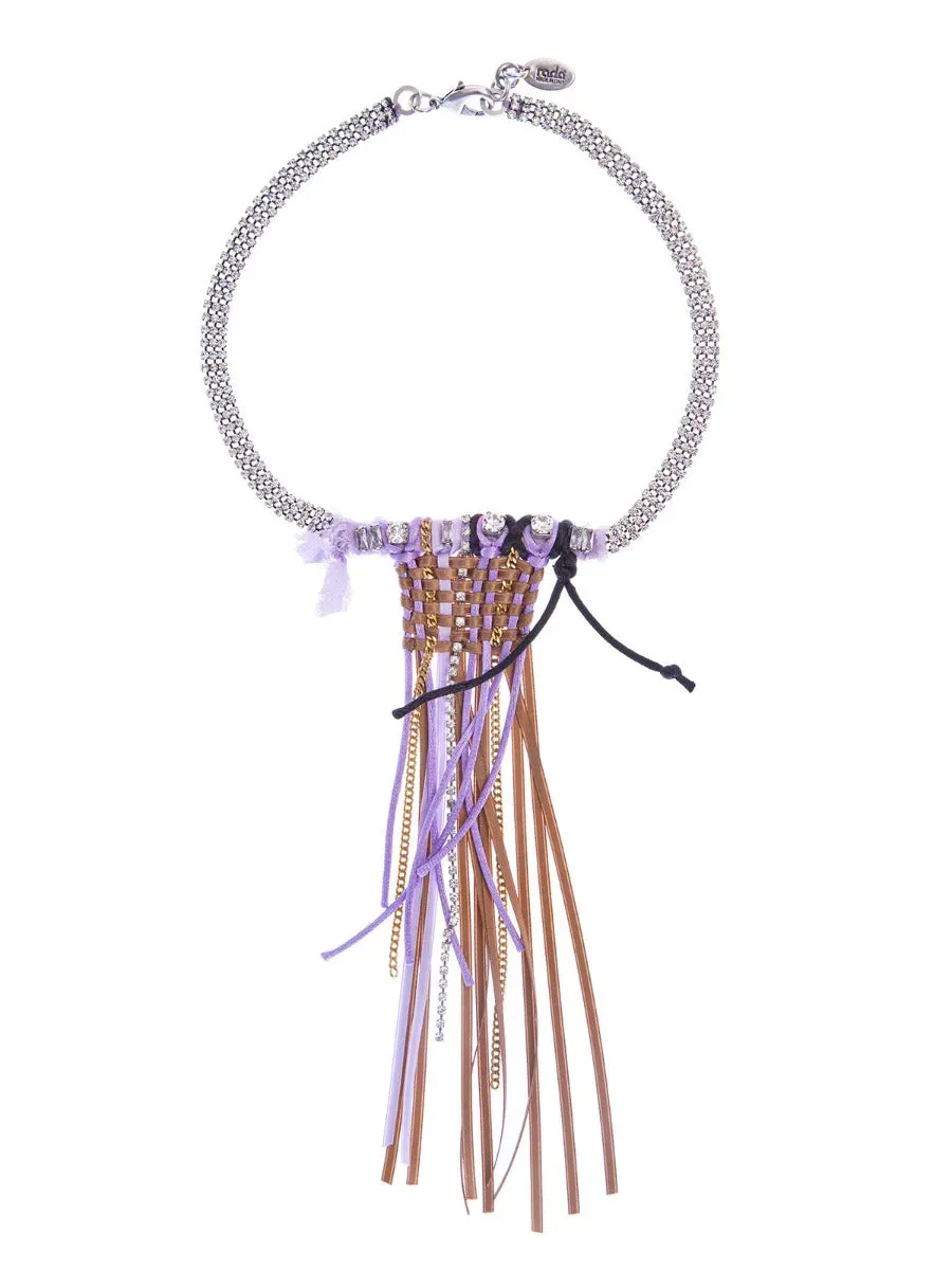 Rada Nastri Frangia collana salmone tre file strass