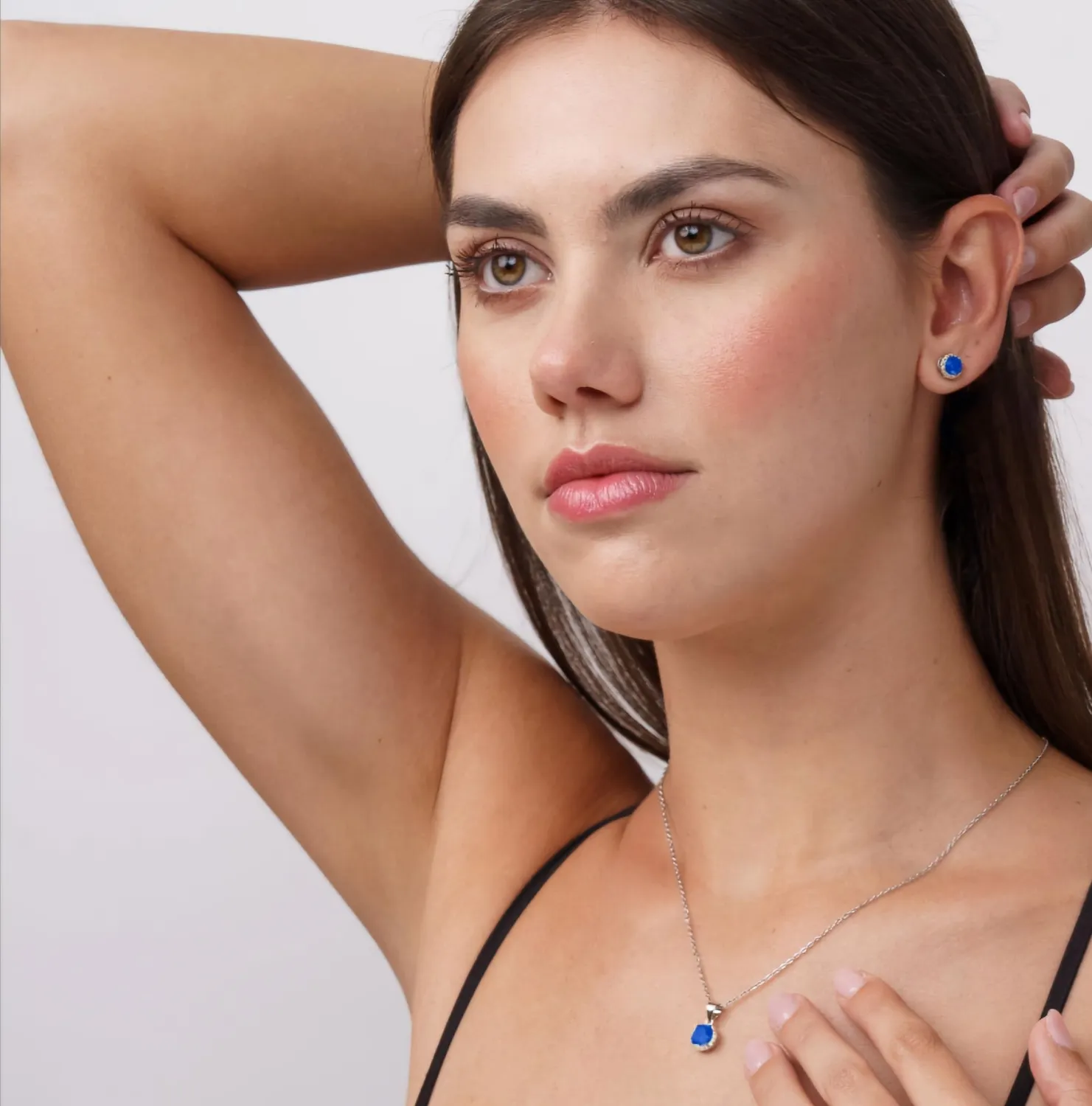 Dada Gioielli Punto Luce Orecchini Cuore 8mm Zaffiro Argento