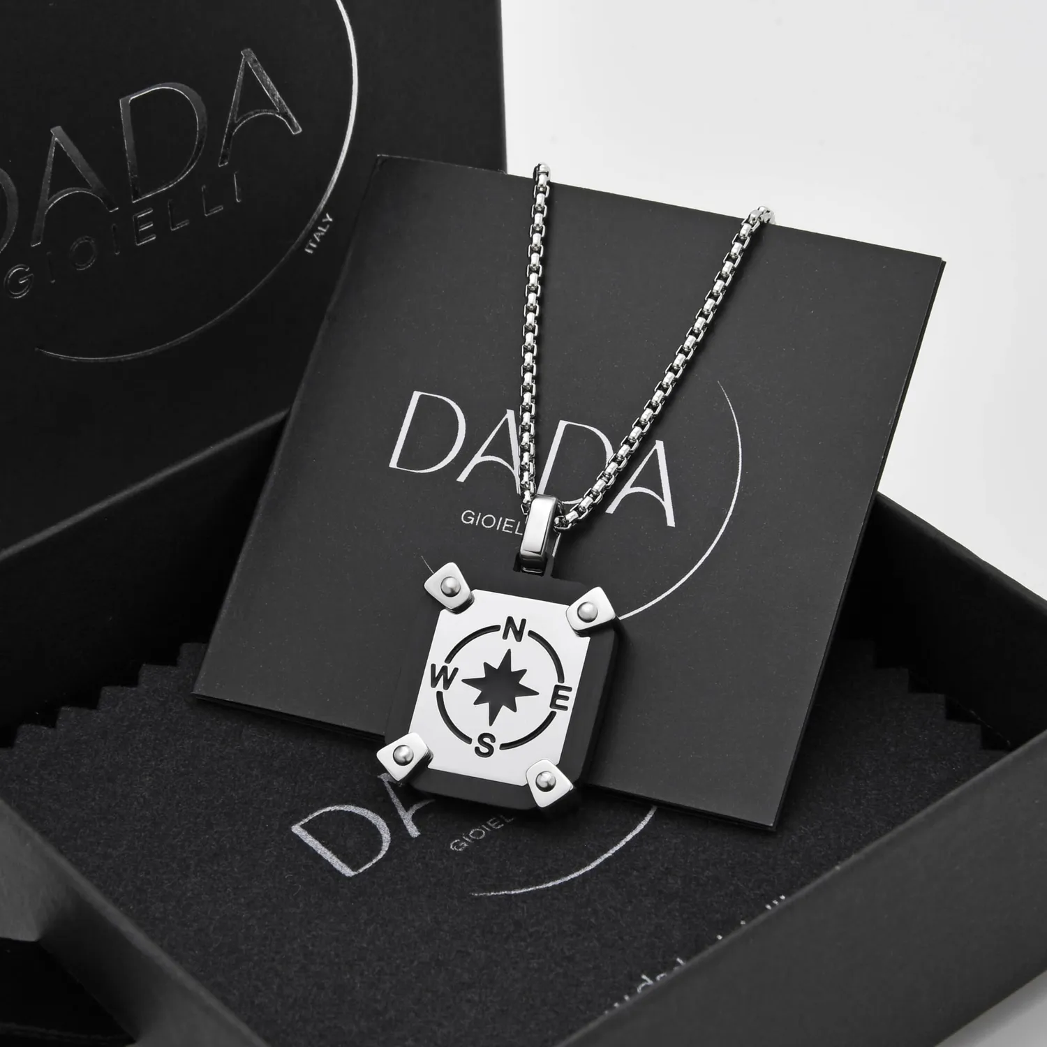 Dada Gioielli Rosa dei Venti collana uomo acciaio nera