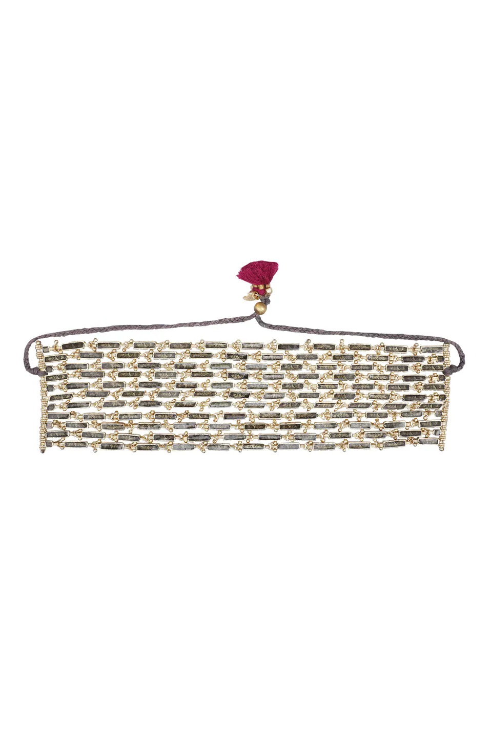 House of Tuhina Enamel Link Choker collana bordeaux smalto oro