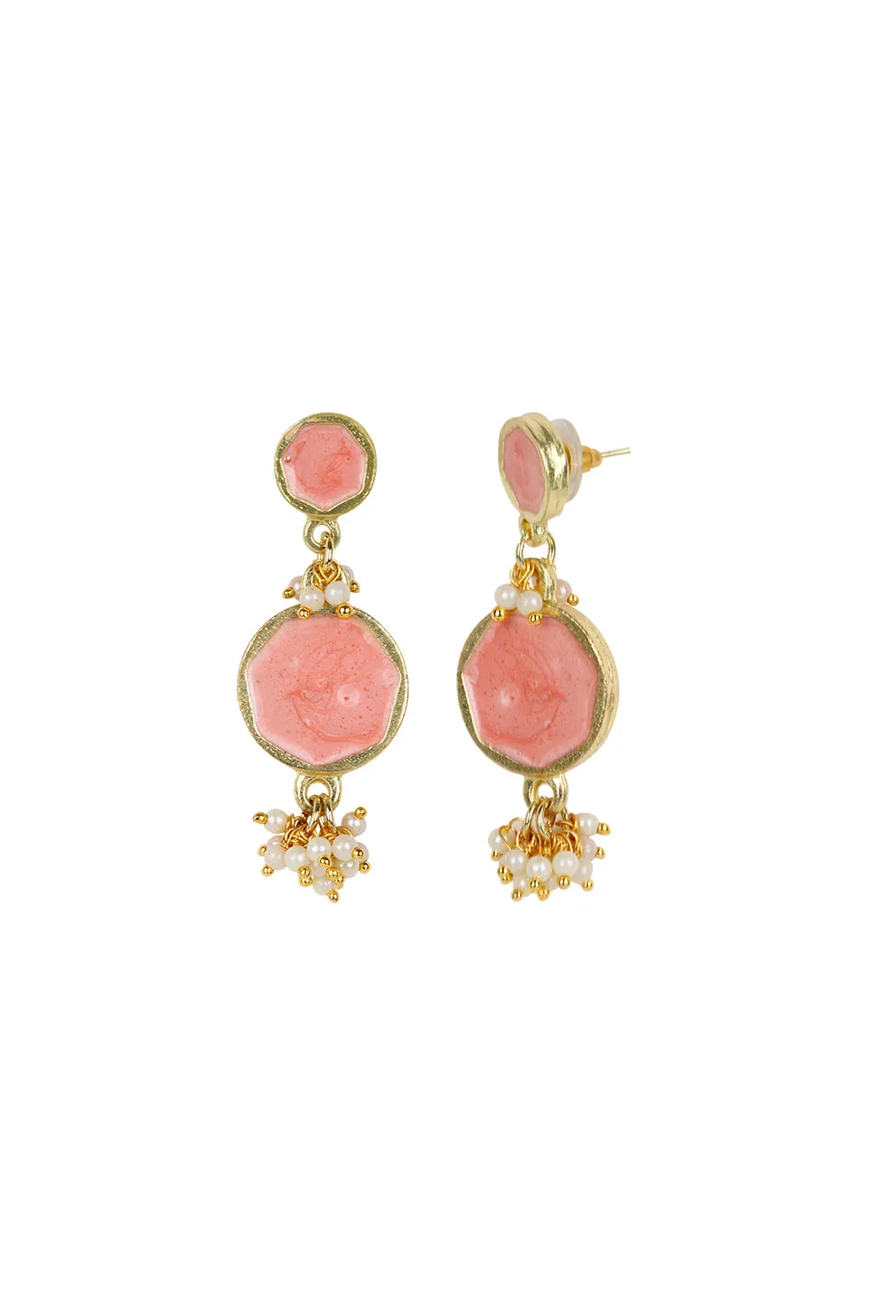 House of Tuhina Enamel Long Pearl orecchini lagoon smalto