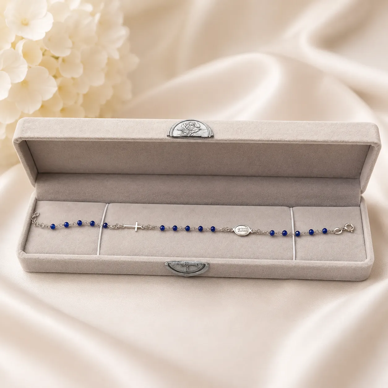 Ornamenta Medaglia Miracolosa bracciale argento cristalli blu
