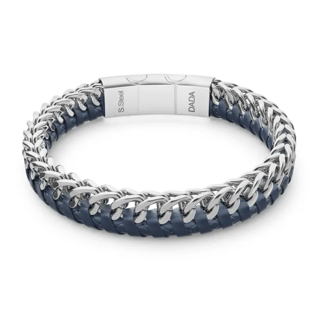 Dada Gioielli Bracciale Uomo Blu Pelle Acciaio