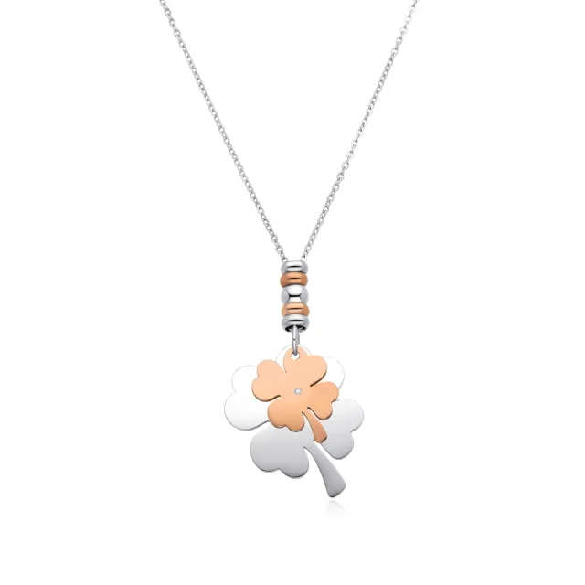 Dada Gioielli Collana Quadrifoglio Argento e Oro Rosa