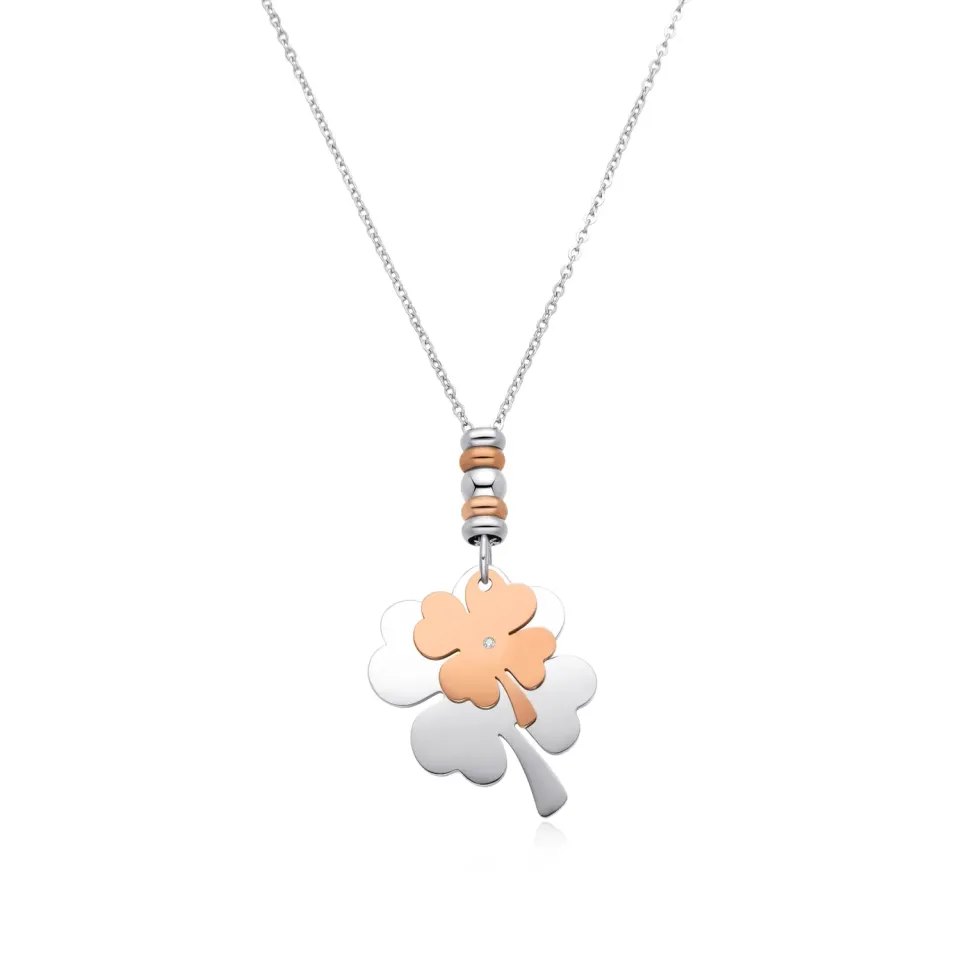 Dada Gioielli Collana Quadrifoglio Argento e Oro Rosa