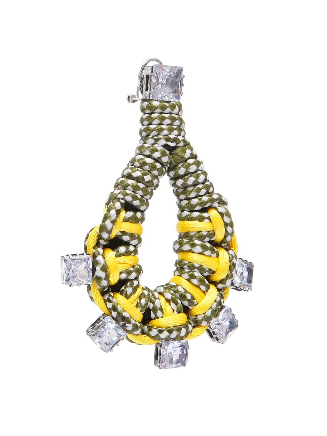 Rada Tubolare Vichy orecchini pendenti verde giallo clip