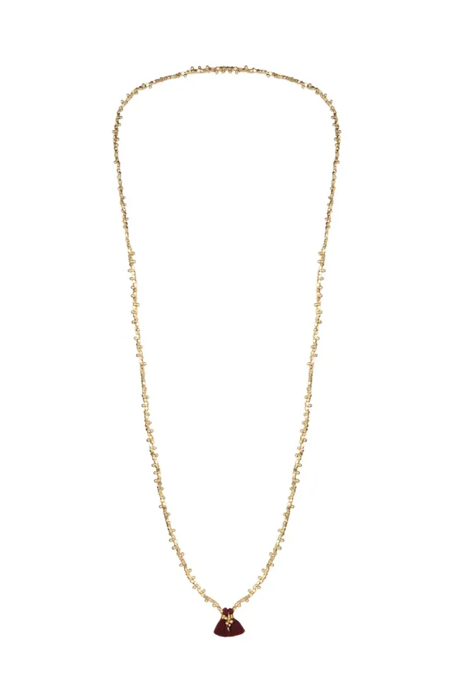 House of Tuhina Gold Beaded collana lunga perline