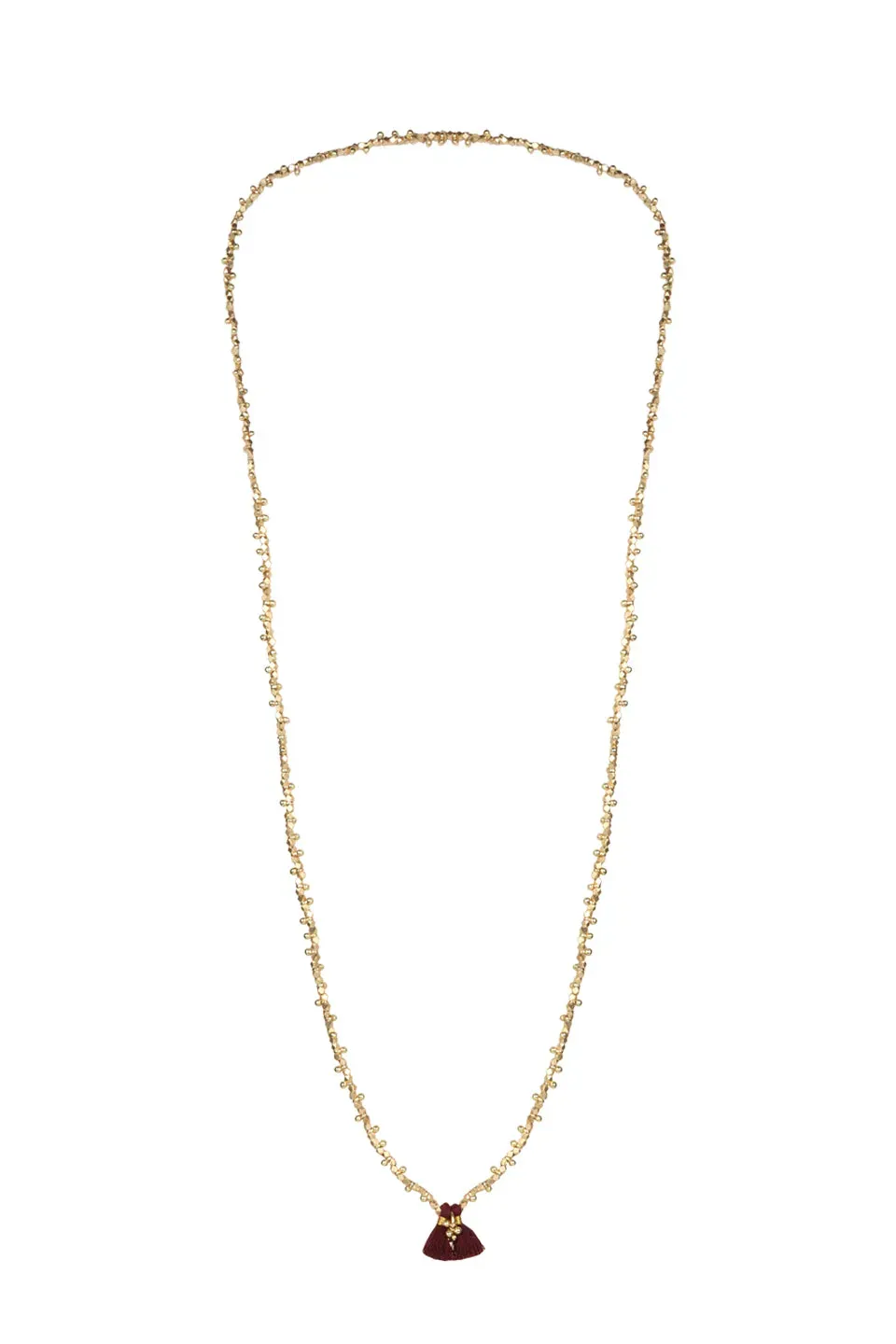House of Tuhina Gold Beaded collana lunga perline