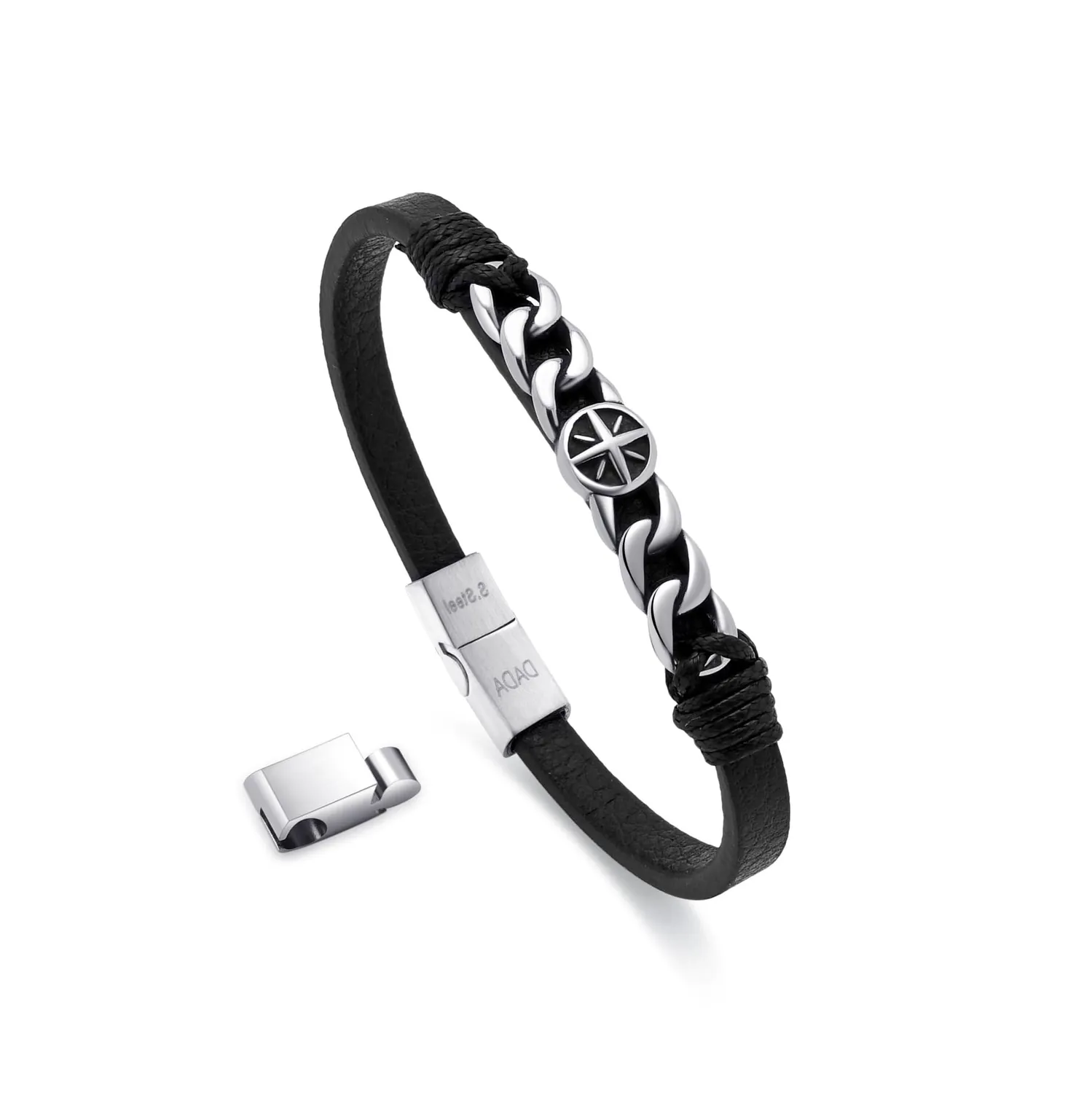Dada Gioielli Bracciale Uomo Rosa Venti Pelle Acciaio