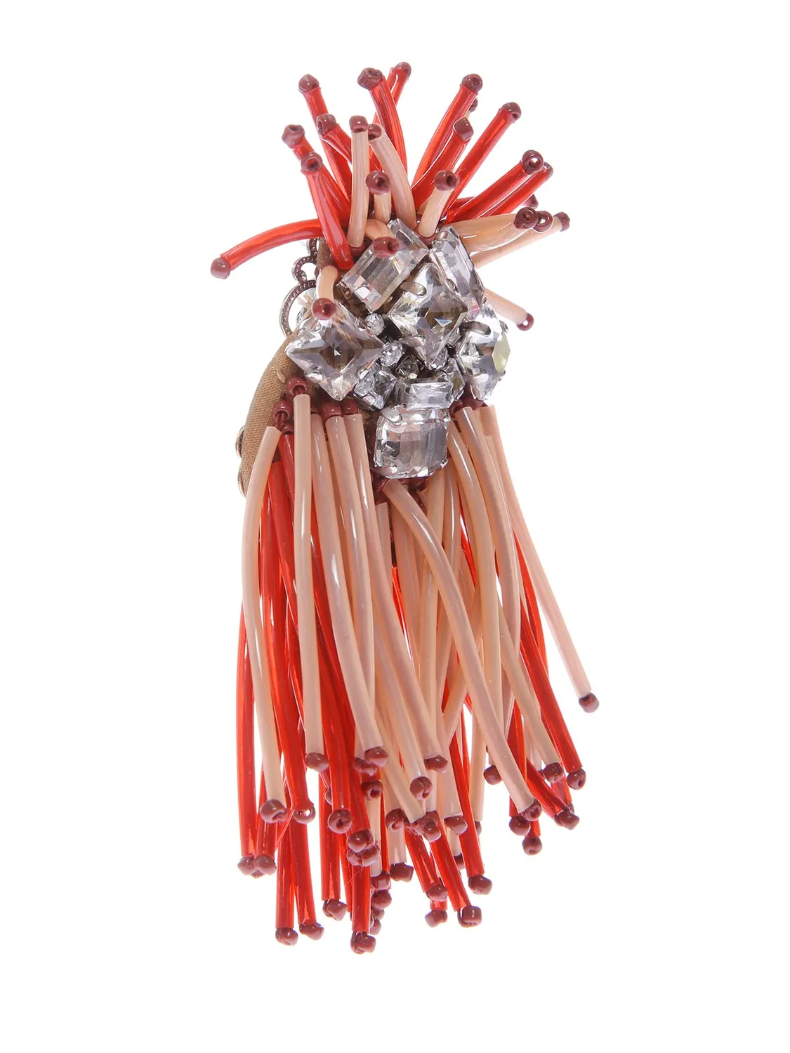 Rada Orecchini Frange Scoubidou rosso salmone clip