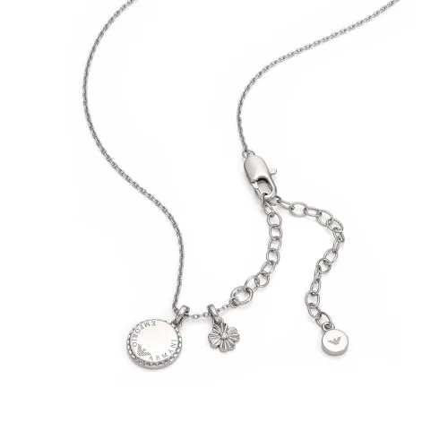 Emporio Armani bracciale coulisse acciaio argento logo uomo
