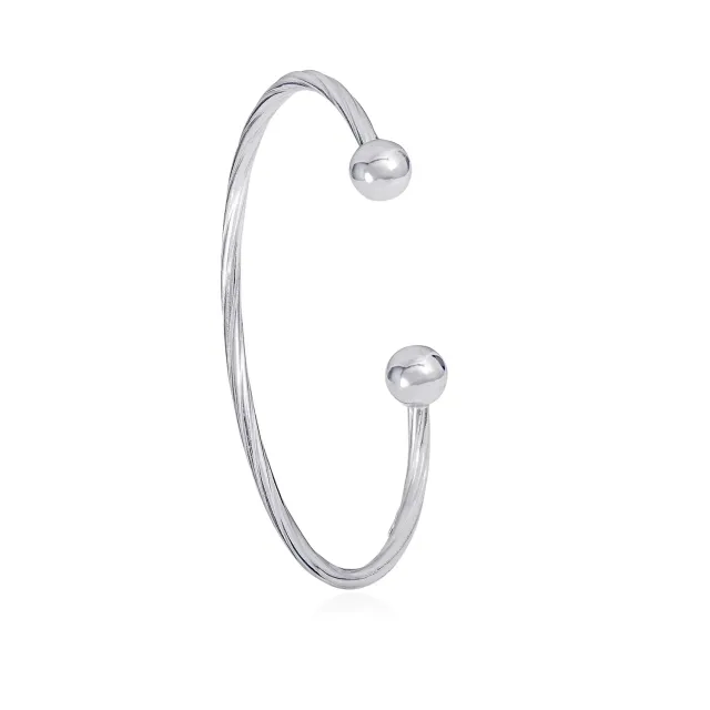 Diamond Treats Bangle Rigido Argento 925 Filo Attorcigliato