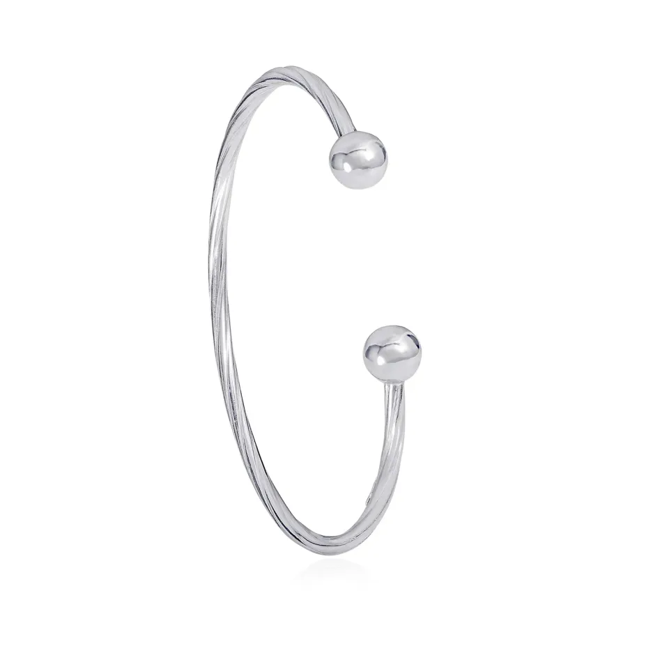 Diamond Treats Bangle Rigido Argento 925 Filo Attorcigliato