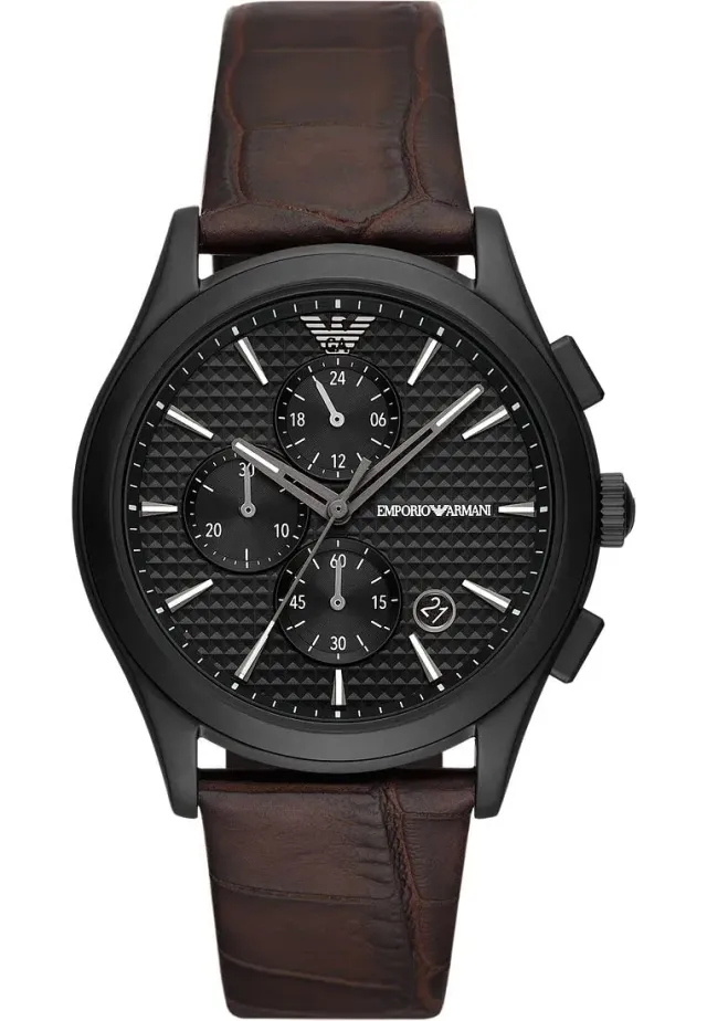Emporio Armani cronografo uomo 42mm marrone nero acciaio