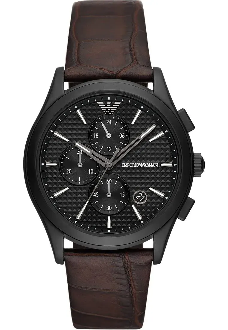 Emporio Armani cronografo uomo 42mm marrone nero acciaio