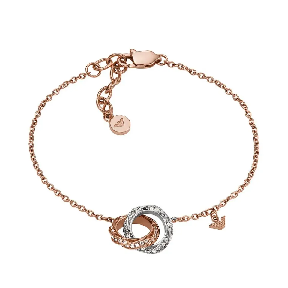 Emporio Armani Bracciale Donna Oro Rosa e Argento Acciaio