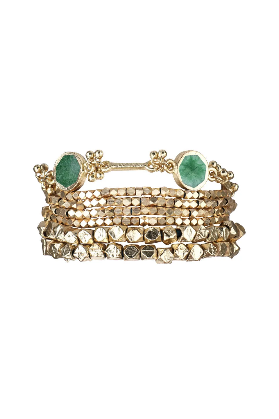 House of Tuhina Enamel Multi Layer bracciale verde foglia smaltato