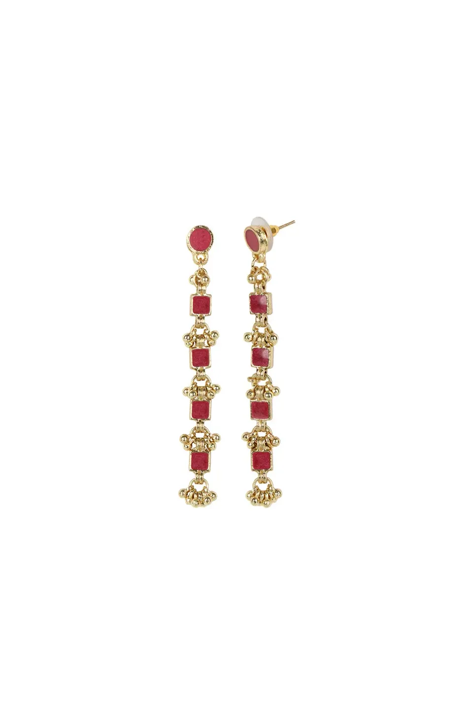 House of Tuhina Aashra Enamel orecchini oro cherry