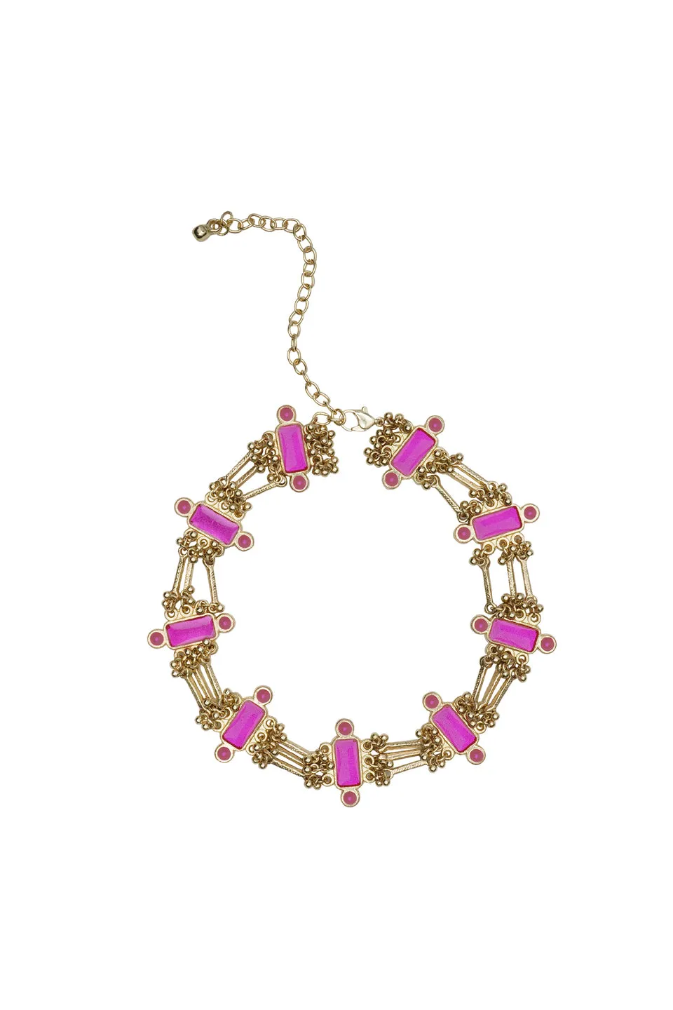 House of Tuhina Queen girocollo smaltato magenta fatto a mano