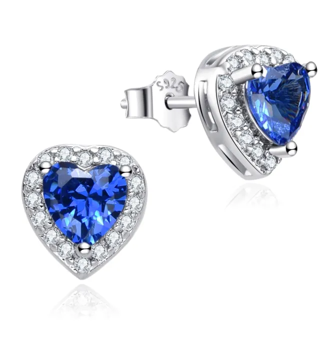 Dada Gioielli Punto Luce Orecchini Cuore 8mm Zaffiro Argento