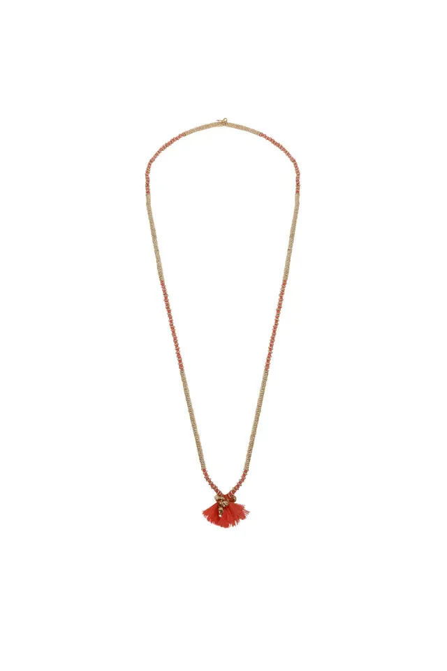House of Tuhina Fuljhadi collana lunga 30" corallo