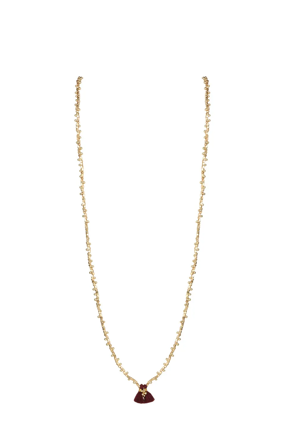 House of Tuhina Gold Beaded collana lunga perline