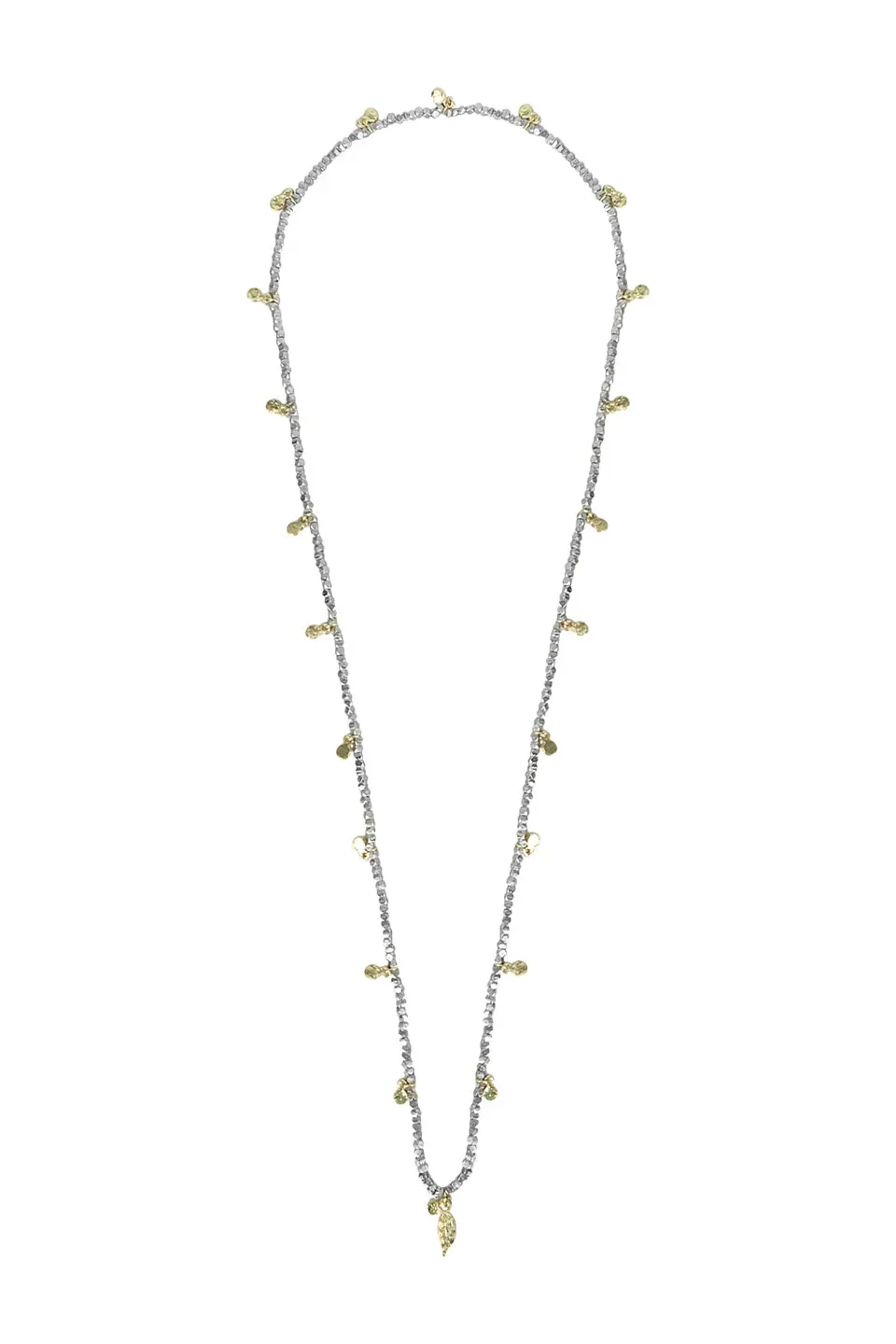 House of Tuhina Silver Beaded collana lunga argento