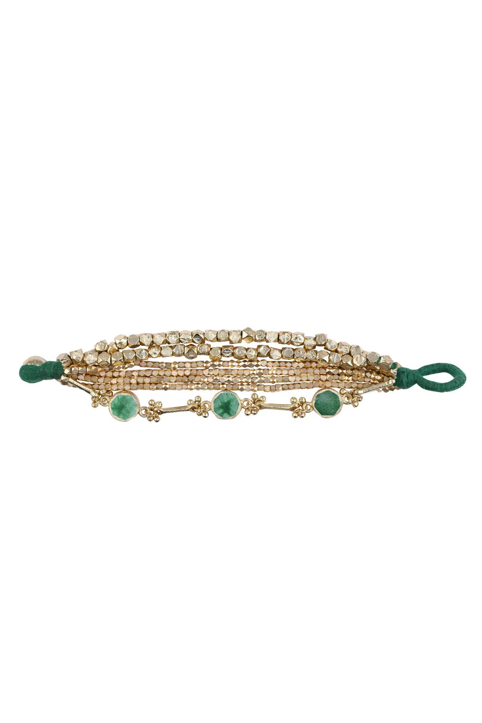 House of Tuhina Enamel Multi Layer bracciale verde foglia smaltato