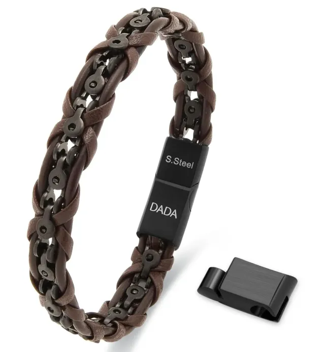 Dada Gioielli bracciale uomo pelle marrone 21,5+1 cm