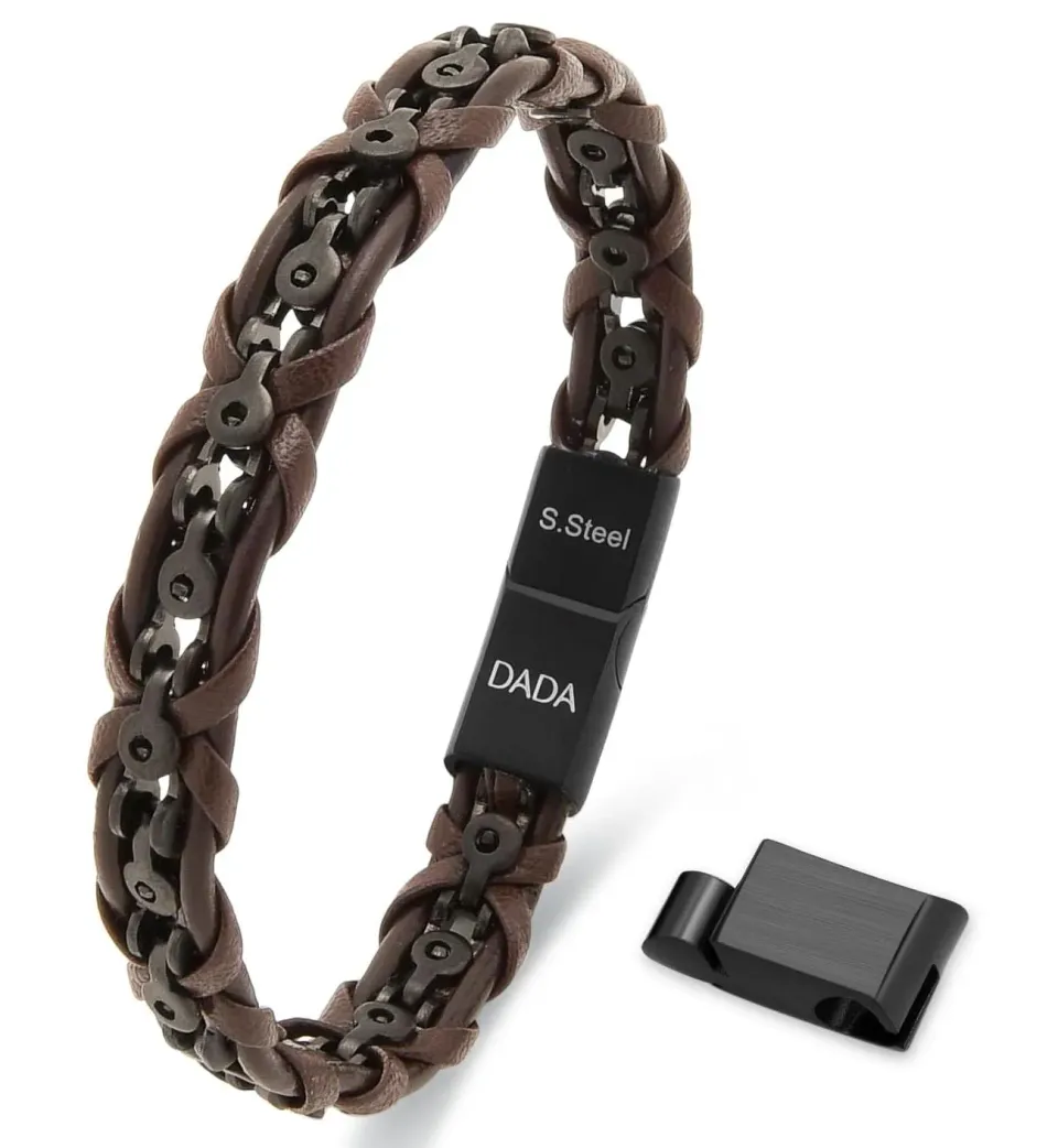 Dada Gioielli bracciale uomo pelle marrone 21,5+1 cm