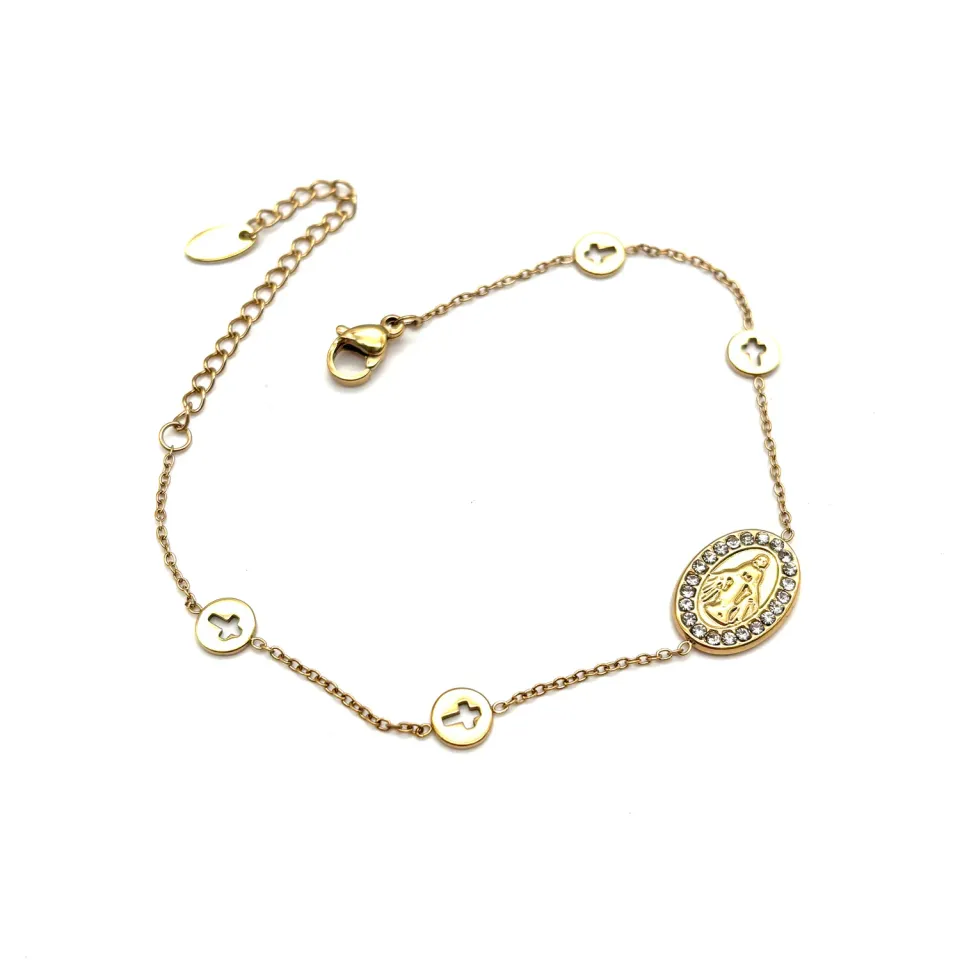 Ornamenta Madonnina bracciale acciaio oro 17-22 cm