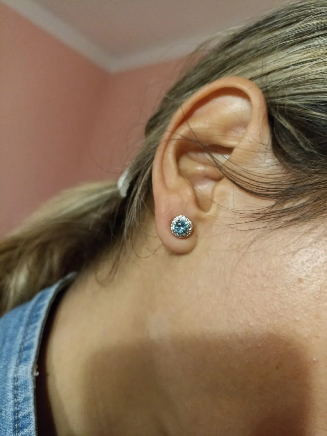 Dada Gioielli Punto Luce Orecchini Rotondo 8mm Acquamarina Argento