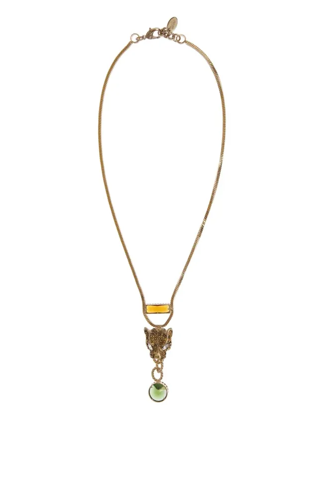 Rada Collana Pantera Verde Viola Pietra Animale