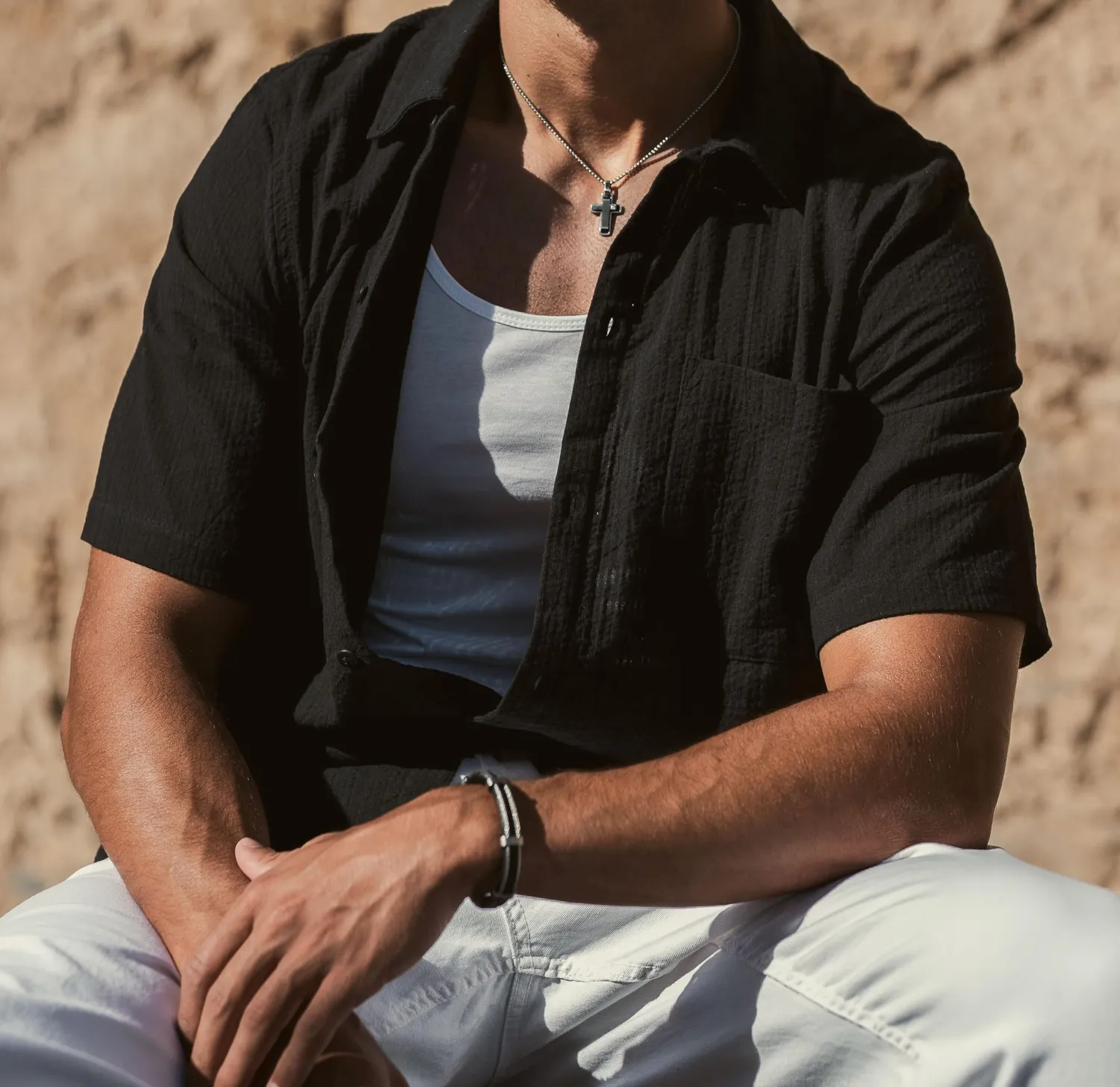 Dada Gioielli bracciale uomo acciaio pelle nero intrecciato