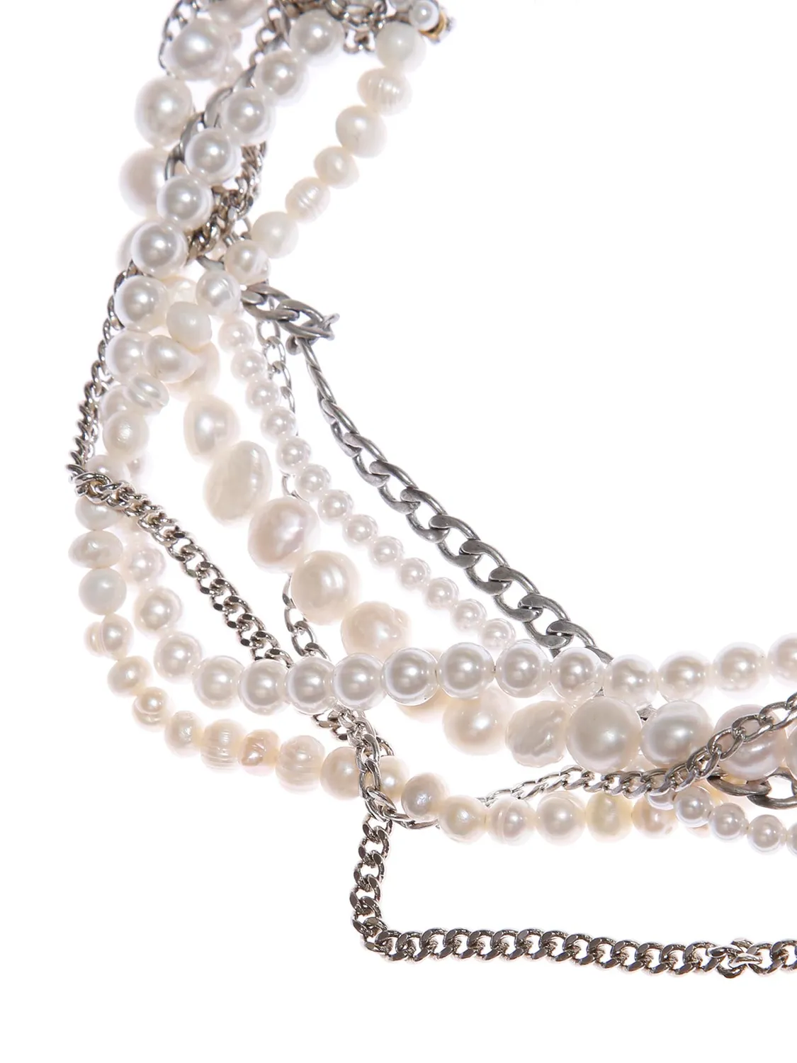 Rada Choker Perle e Catene Collana Girocollo Argento Antico