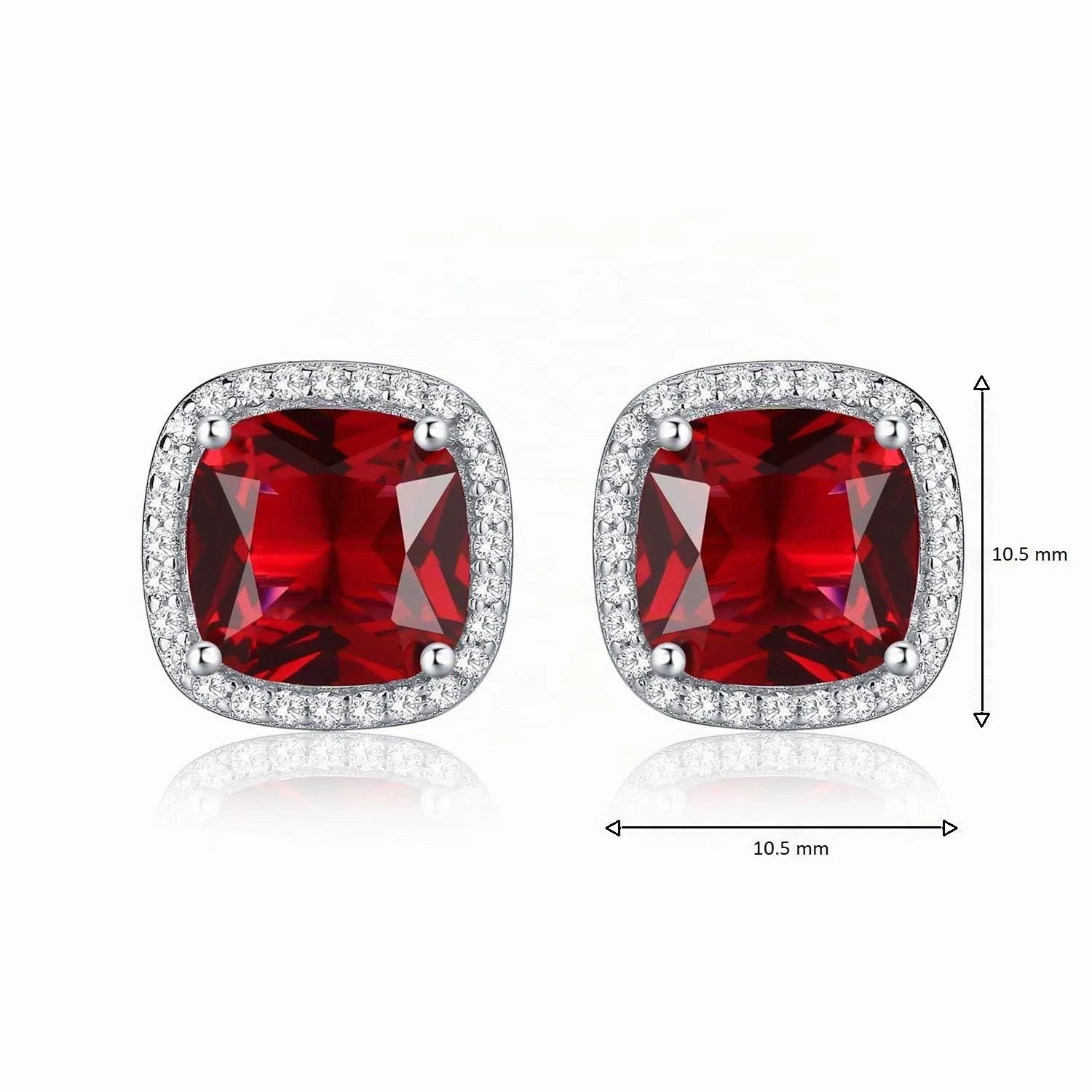 Diamond Treats Orecchini Taglio Cuscino Argento 925 Rosso-Argento