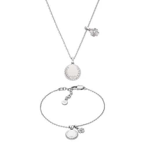 Emporio Armani set collana bracciale ottone argentato donna