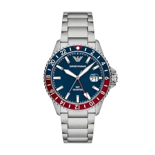 Emporio Armani Orologio Blu Cobalto Argento Doppio Tempo