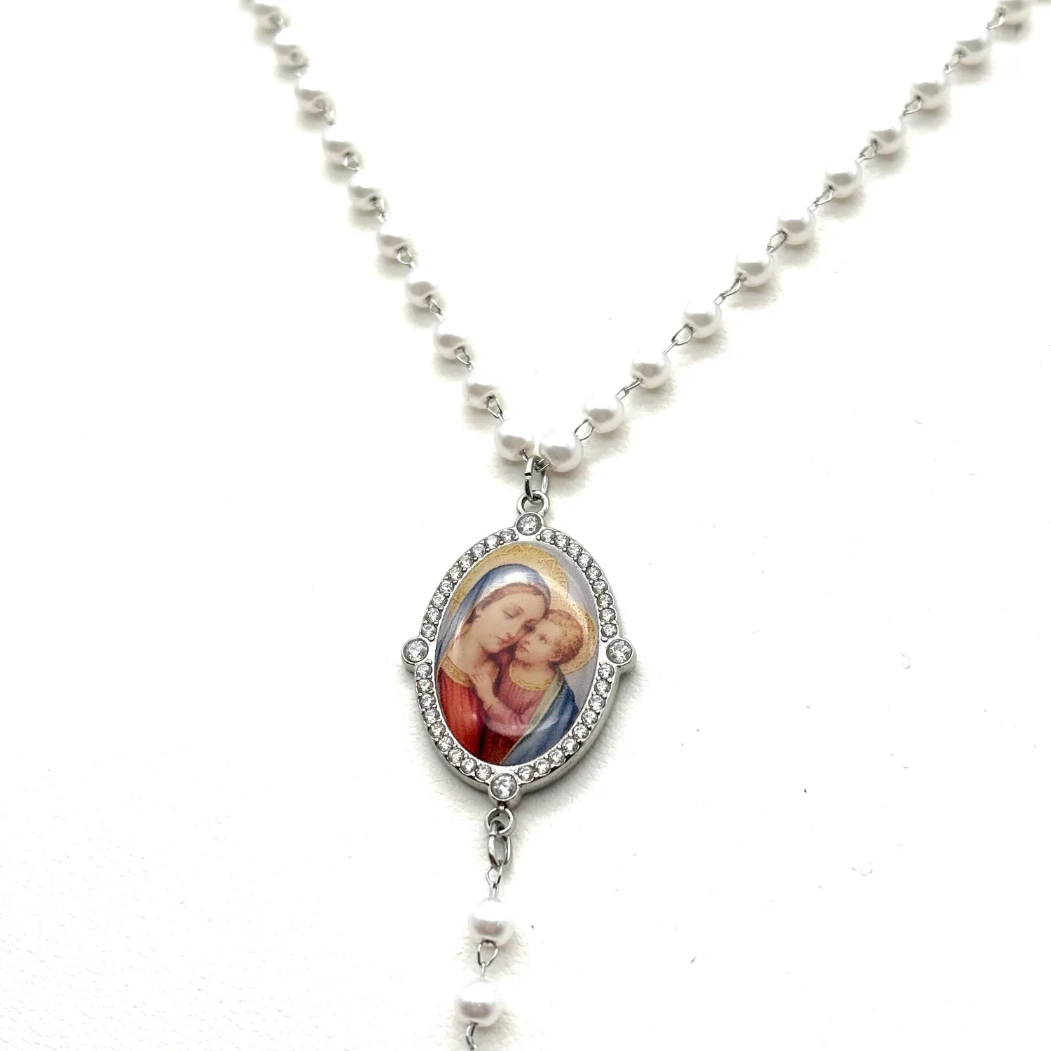 Ornamenta Madonna Collana Medaglione 50-55 cm Perle